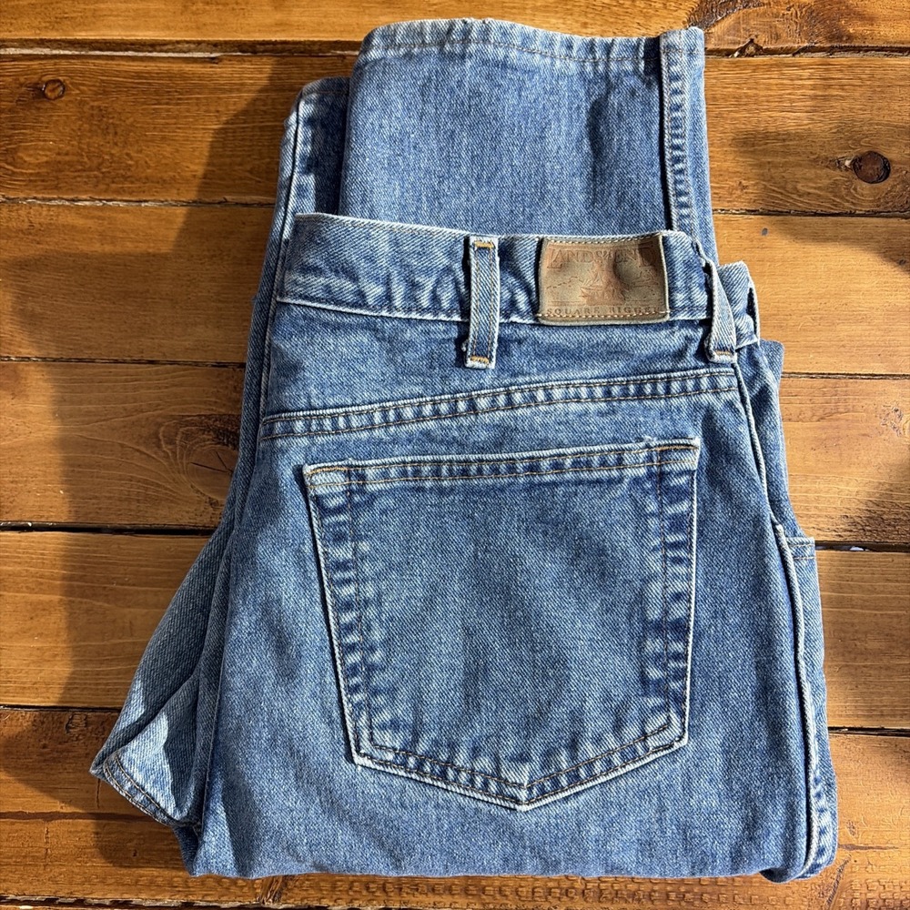 Lands End Square Rigger Jeans Mens 36 Blue Vintage USA Made Straight Leg Denim‎